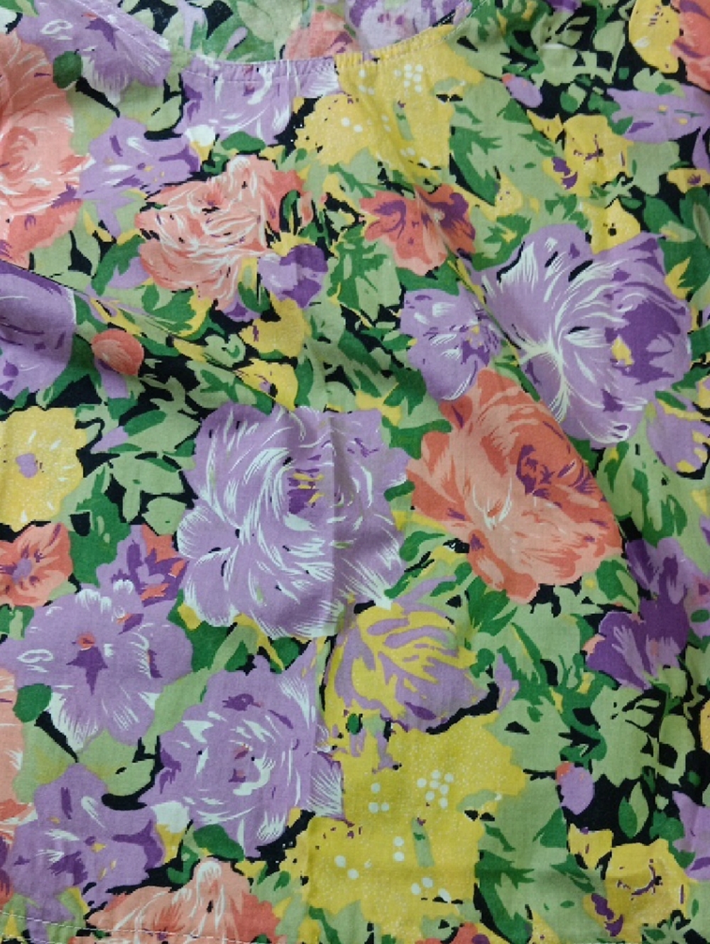 Floral Sleeveless A-Line Dress - Purple, Peach & Yellow - Picture 4 of 4